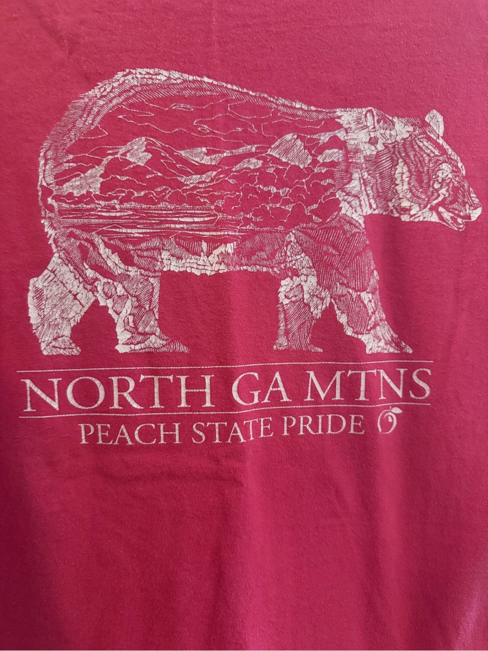 2/6$ North GA Mtns Peach State Pride Adults Graphic Tee Red Small - Picture 2 of 5